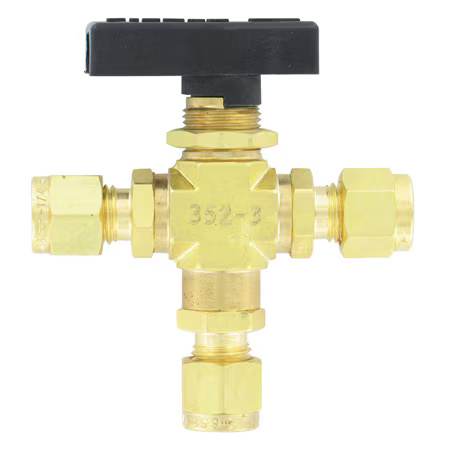 Compact 3-Way Ball Valves – Brass/Stainless Steel, PTFE Seats, High Pressure